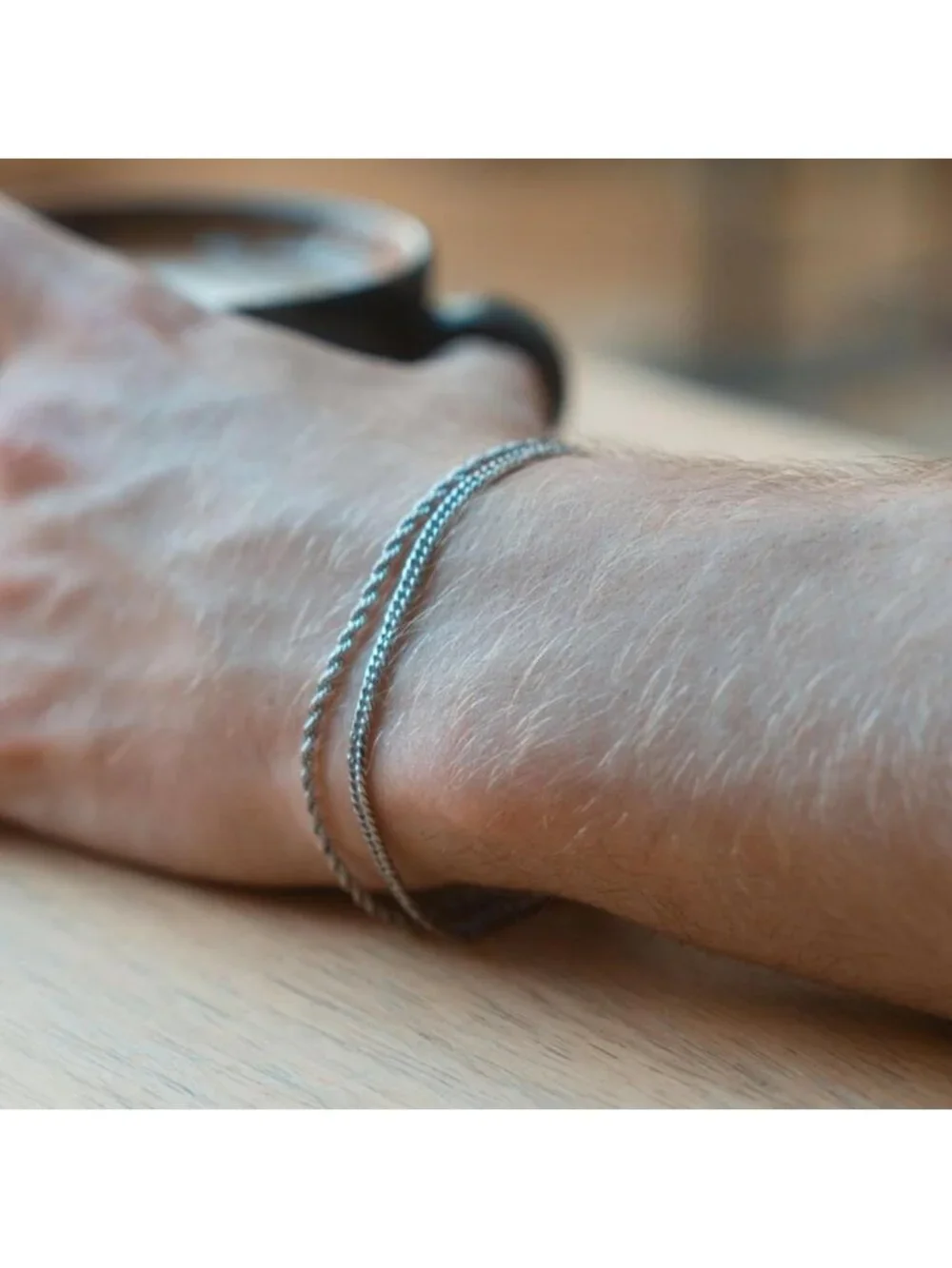Dainty Gold/Silver Chain Bracelet Stack for Men - 14K Plated Adjustable Cross